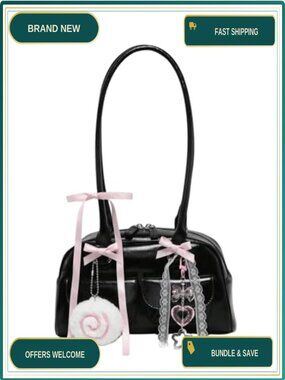 Y2K Bow Coquette Kawaii Shoulder Bag Faux Leather Purse Ita Handbag